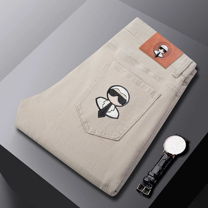 Fashion Men Jeans Stretch Straight Leg Casual Slim Fit Denim Pants Male Brand Luxury Design