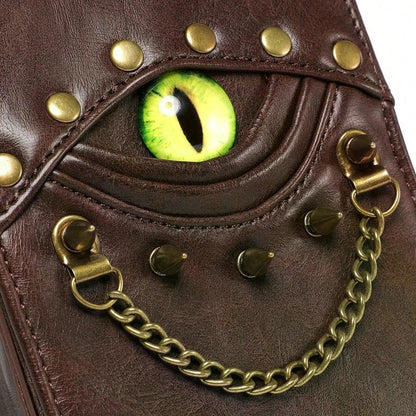 1pcs Retro Rivet Crossbody Bag, Mini Waist Pack For Women, PU Leather, Unique Eye Design Belt Mobile Phone Bag