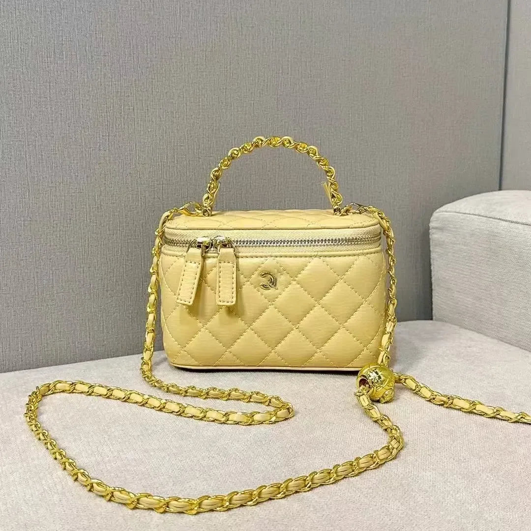 Channeled Bag Women designer makeup bag High Quality Sheepskin Diamond Lattice Handle Vanity Box Tote Bags Crossbody Shoulder Co