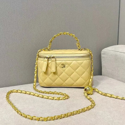 Channeled Bag Women designer makeup bag High Quality Sheepskin Diamond Lattice Handle Vanity Box Tote Bags Crossbody Shoulder Co