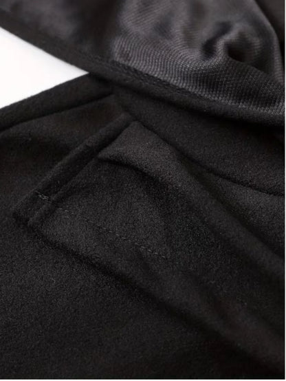 New Halloween Costume Cloak, Fleece Hooded Halloween Cape, Retro Asymmetrical Design Role Play Coat,