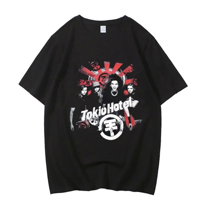 High Quality Cotton Rock Band Tokio Hotel Music Harajuku Print Unisex T-shirt Casual Shirt Short Sleeve T-shirt Graphic Printing