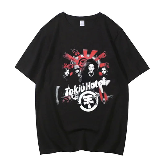 High Quality Cotton Rock Band Tokio Hotel Music Harajuku Print Unisex T-shirt Casual Shirt Short Sleeve T-shirt Graphic Printing