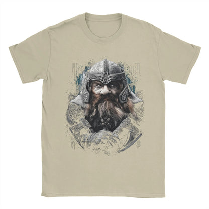 Gimli L-Lords Of The R-Rings T Shirt Men Pure Cotton Funny T-Shirt Round Neck  Tees Short Sleeve Tops 6XL
