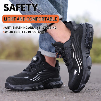 Air Cushion Soft Sole Men's Anti-smash Non-Slip Breathable Work Safety Shoes Men's Steel Toe Puncture Proof Anti-skid Work Safet