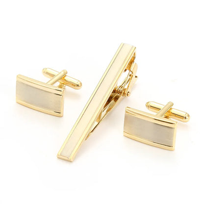 High-end Gold Color Cufflink Tie Clip Set Cufflink Shirt Collar Clip Men's Business Luxulry Jewelry Wedding Accessories