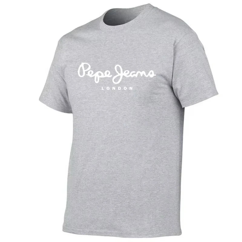2026 New Pepe Jeans London Logo T-Shirt, Summer Men's Short-Sleeve Trendy Fashionable Pure Cotton Top, Street Style T-Shirt Clot