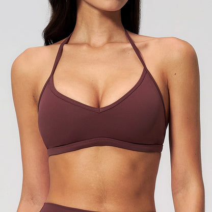 Women Yoga Bra Hanging Neck Sports Bra Gym Top Running Push Up Breathable Sports Underwear Women Fitness Bra Workout Top Women