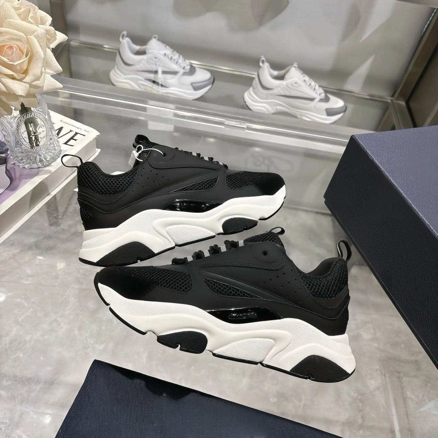 Men's Sport Shoes High Version B22 Cowhide Lightweight Breathable Mesh Contrast Color Laces Reflective Comfortable Unisex