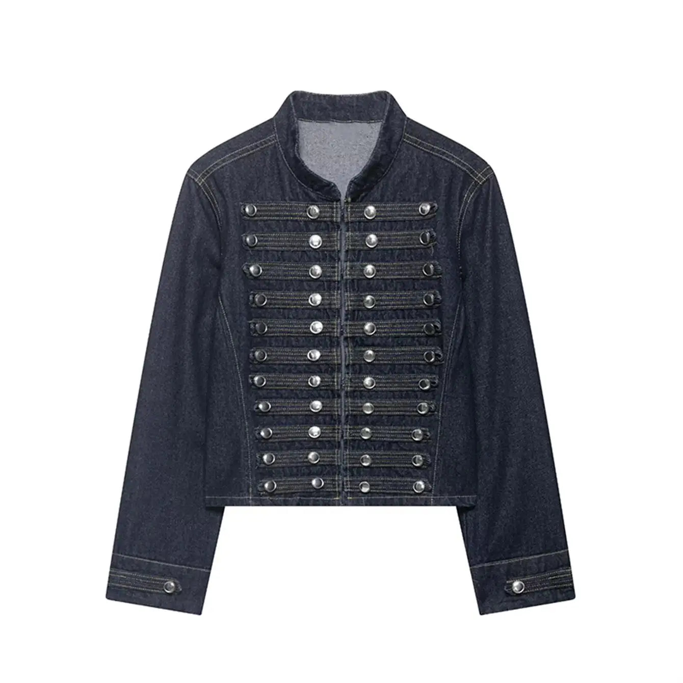 New Vintage Denim Jacket For Women Solid Round Neck Slim Fit Short Jackets 2026 Spring Lady Daily High Street Outerwears