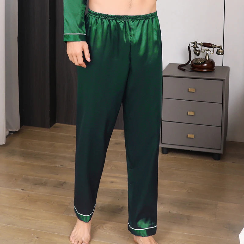 Men's Ice Silk Sleeping Pants Summer Large Casual Solid Color