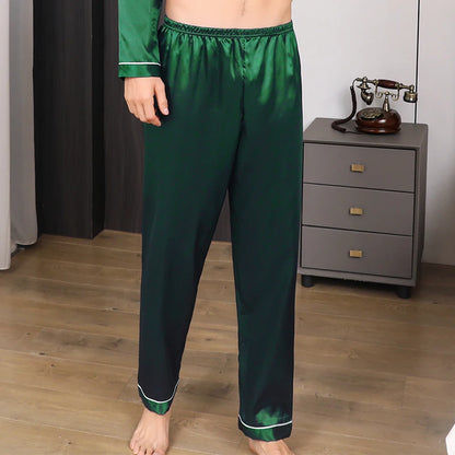 Men's Ice Silk Sleeping Pants Summer Large Casual Solid Color