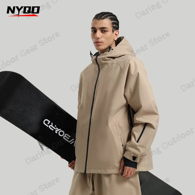 New Unisex Solid Cargo Ski Suit Waterproof Breathable Windproof Snowboard Jacket Professional Winter Outdoor Couple Snowsuit