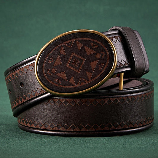 3.8CM Men High Quality Genuine Leather Belt Luxury Smooth Buckle Belts Pure Cowskin Laser Engraving Strap Male Jeans for Man