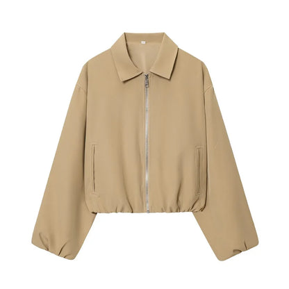MUJER Puffed Bomber Jackets for Women Zip Varsity Cropped Jacket Woman Demi-season Jacket for Women Outerwears Womens Coats