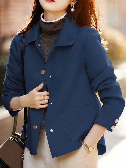 Classic Solid Short Woolen Coats for Woman Autumn Winter Warm Woman Clothing Button Up Female Coat Outfits New In Outerwears