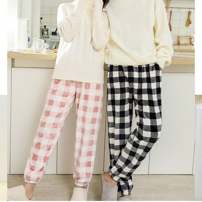 Men Autumn Winter Full Length Pajama Pants Thicken Flannel Sleep Bottom Casual