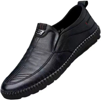 Mens PU Leather Loafers Non Slip Walking Flats Breathable Outdoor Slip on Casual Shoes for Male Work Office Driving