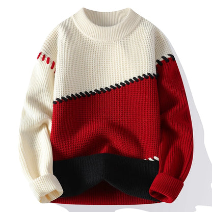 Men's Fashion stripe pattern Sweaters 2024 Autumn/Winter Loose Knittwear Men sweater youth Thick Warm wool pullovers M-4XL ﻿