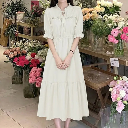 Summer Ruffled Dress ZANZEA Stylish Women Bohemain Short Sleeve Holiday Sundress Elastic Waist Casual Work Dresses A Line Robe