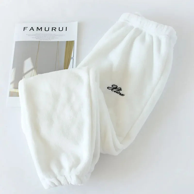 Couples' autumn and winter warm pants home pants ladies pajamas bottoms flannel thick coral fleece couple pants men