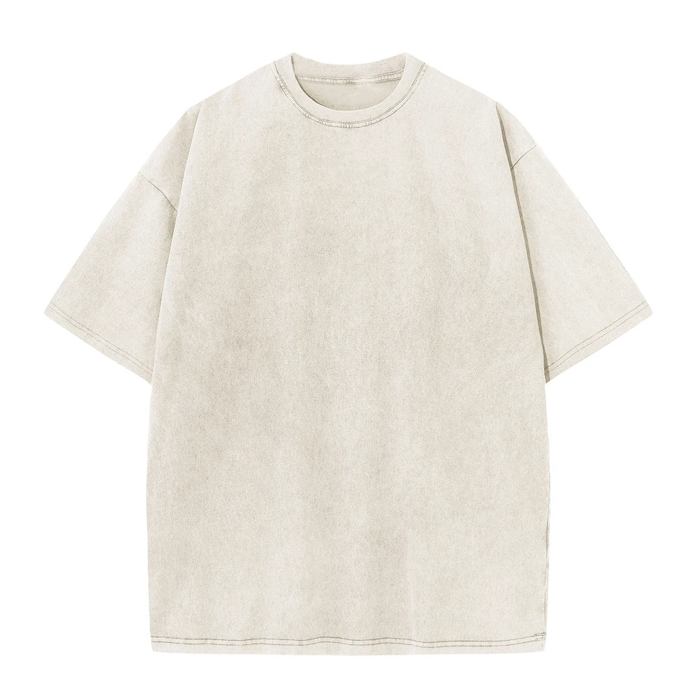 Washed T-Shirt 230G 100Cotton Solid Oversized Loose Fitness Mens Tee Tops Dropped Shoulders Short Sleeve Gym Bodybuilding Shirts