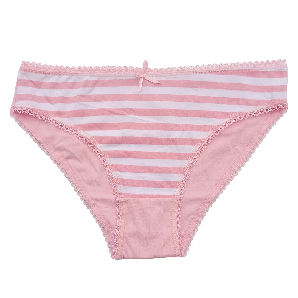 Sexy Panties for Women Cotton Soft Female Underwear Lace Briefs set Ladies Striped Bikini Intimates Lingerie 5 pcs/lot
