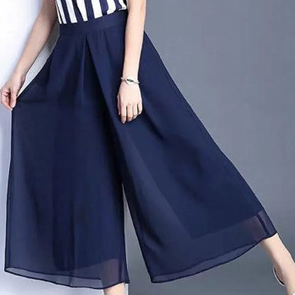 Elegant Solid Color Loose Elastic High Waist Folds Ruffles Capris Women's New Office Lady Commute Irregular Casual Pants