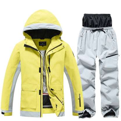 New Men's Women's Ski Suit Winter Outdoor Snow Wear Waterproof Windproof Thickened Warm Ski Clothing Jacket Pants Set Couple