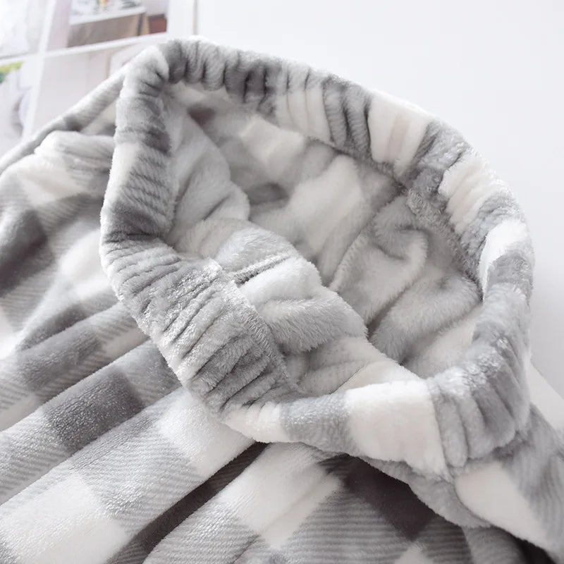 Autumn and Winter Super Warm Thickening Flannel Men's Plaid Pants Black Grey Colors Matching Men Pajamas Trousers
