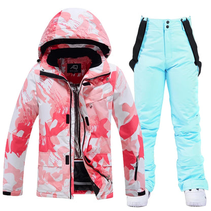 Fashion, Waterproof Snow Suit Sets for Women, Snowboarding Clothing, Ski Costumes, Winter Wear, Jacket Strap Pant for Girl's