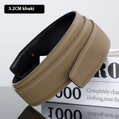Luxury Belt Ultra-Thin Pointed Belt Headless Men And Women First Layer Cowhide H Buckle Replacement Belt Buckleless 3.2/3.8cm
