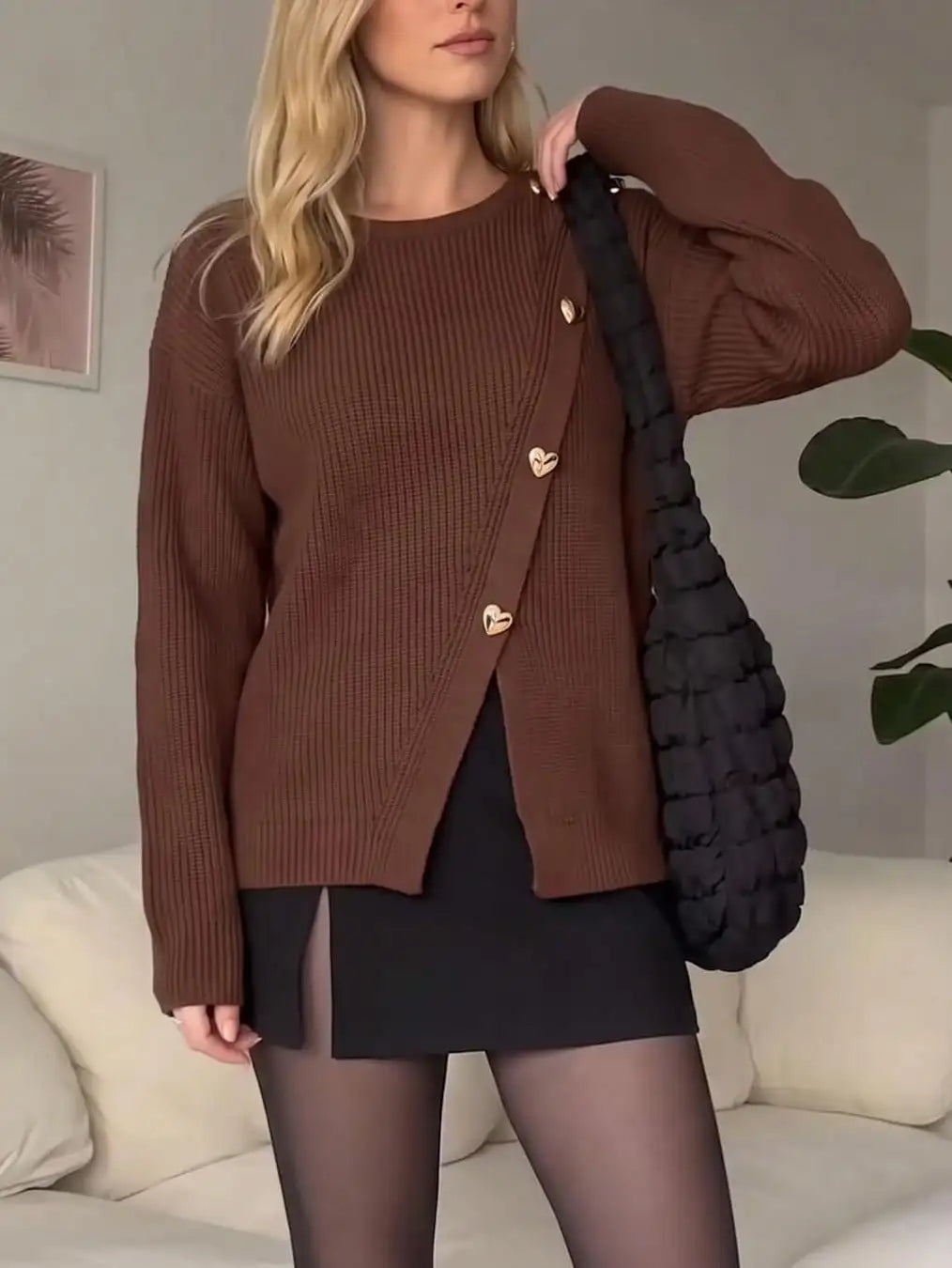Womens Long Sleeve Sweaters Dressy Casual Knit Pullover Jumper Tops Fashion Clothing Fall Tops, Casual Outfits, Side Split, Cable Knit Crewneck,