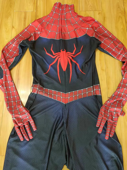 Maguire Raimi SM Cosplay 3D LOGO Spidey Costume Superhero Zentai Bodysuit Spandex Halloween Costume Disfraces Adult