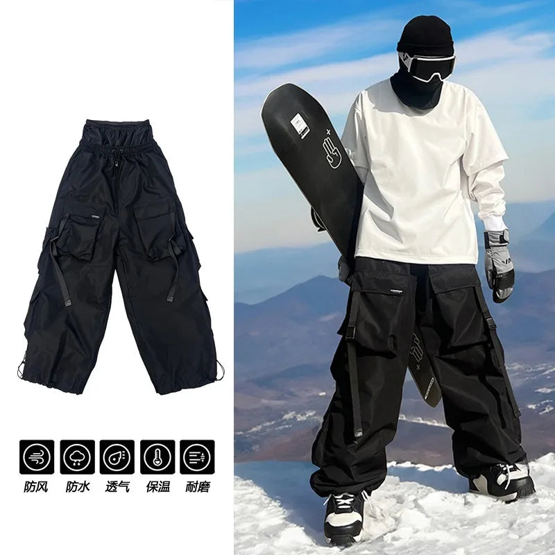 Multi-pocket Waterproof Sports Ski Pants Men's and Women's Violet American Heavy Industry Snow Wear Pants Trend