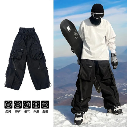 Multi-pocket Waterproof Sports Ski Pants Men's and Women's Violet American Heavy Industry Snow Wear Pants Trend
