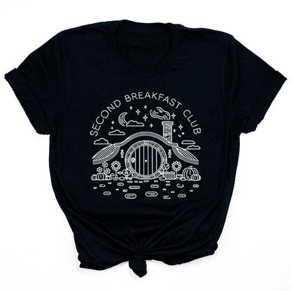 Interesting Second Breakfast Club T-shirt Tolkien Shirt Fan  Movie Fan Gift Women The Lord of The Rings Middle Earth Fan T-shirt