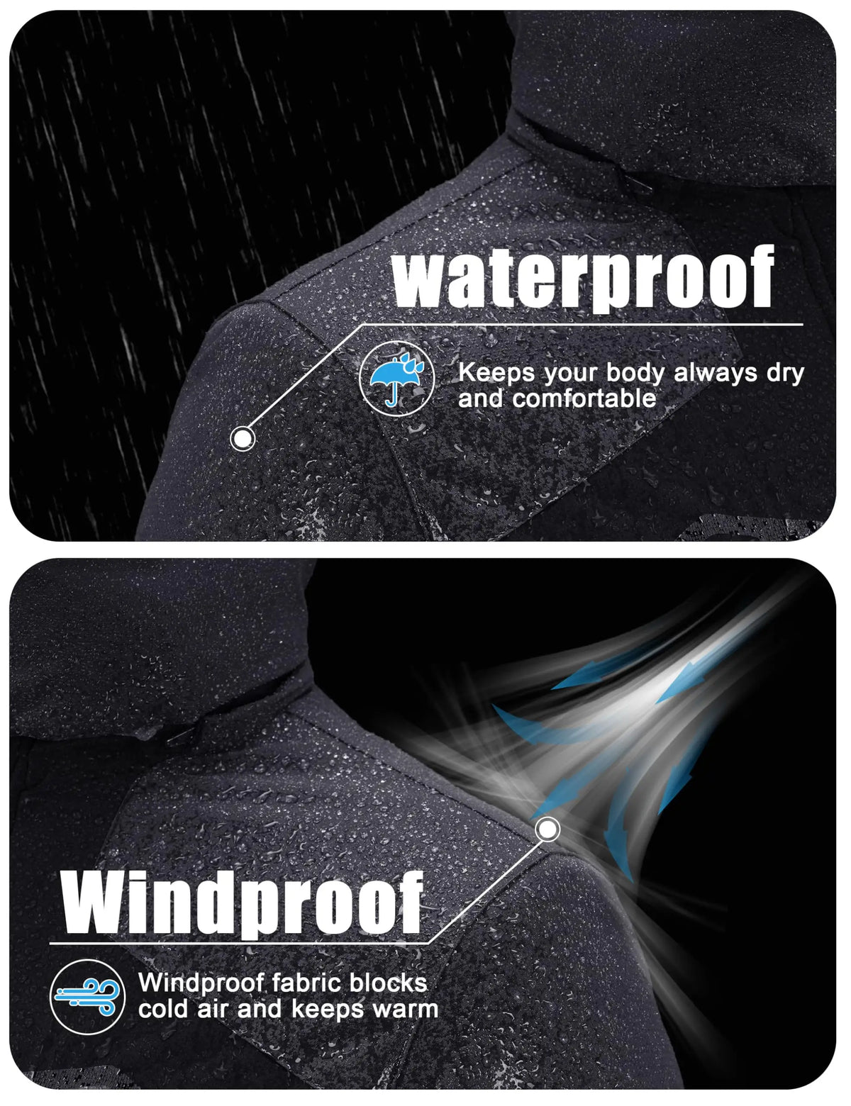 Men's Water-Resistant Ski Jacket Winter Fleece Lined Snow Coat Warm Windproof Outdoor Jacket