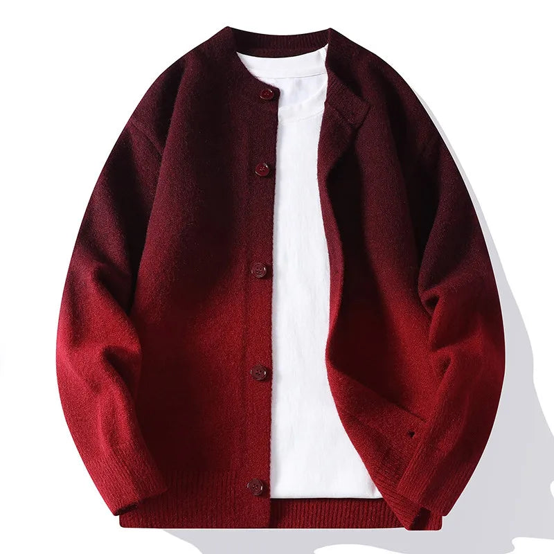 Legible Autumn and Winter Casual Sweater Men Loose Knitted Cardigan Male Round Neck Collar Sweatercoats Man