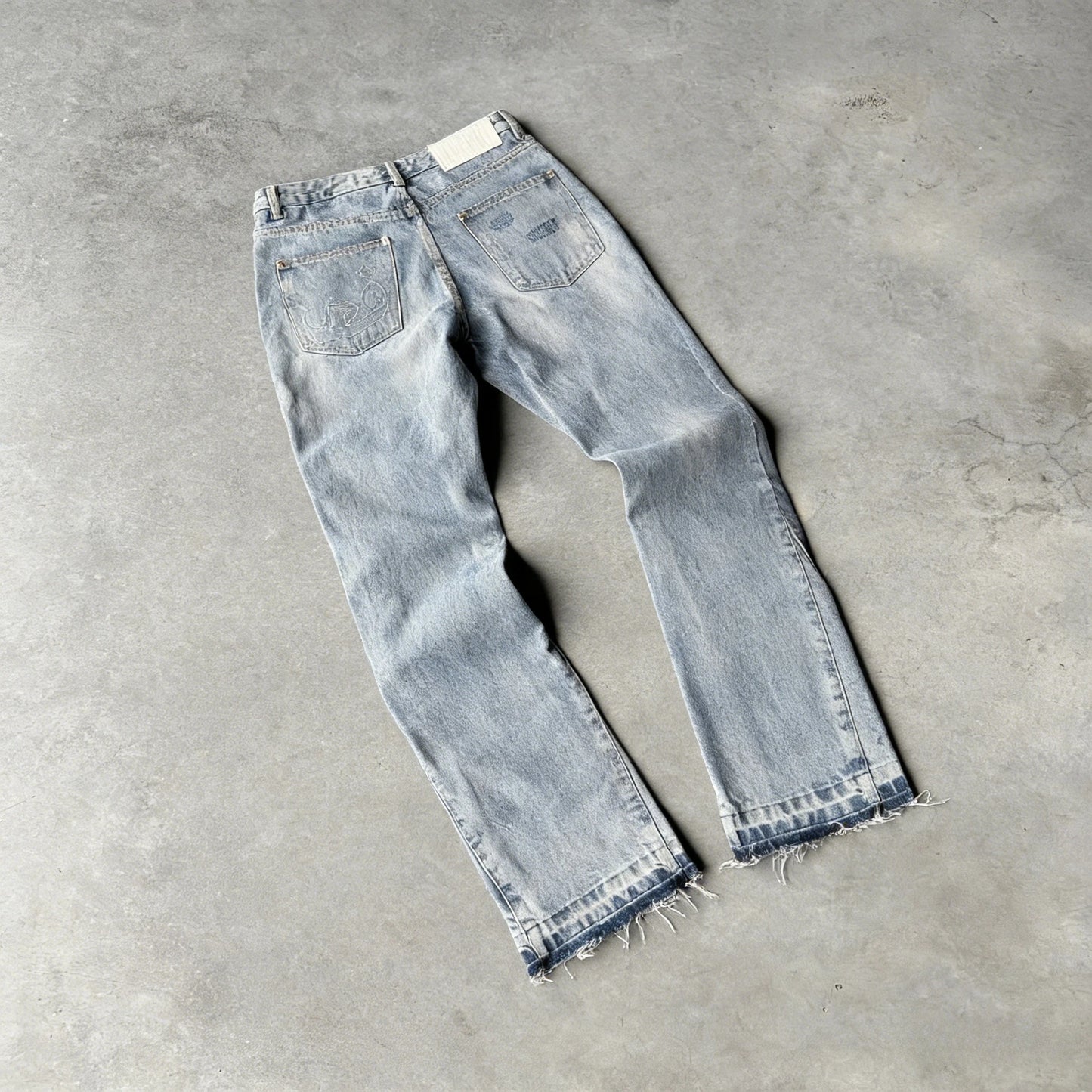 Hip Hop Straight Leg Pants Gothic Fringed Casual Micro Flared Pants Y2K Vintage Slim Fit Jeans Trendy Washed Men Women Harajuku