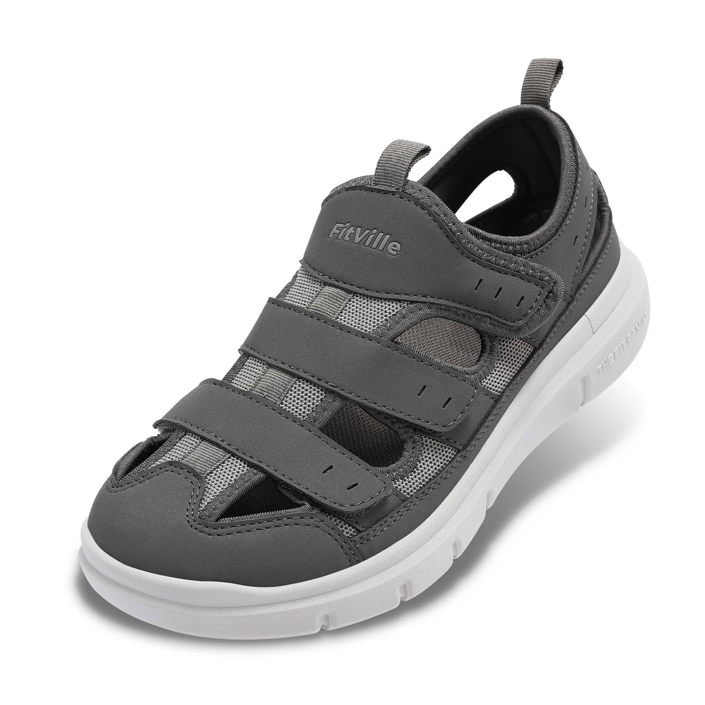 FitVille Men's Sandals Wide Design Diabetic Shoes Lightweight Breathable for Swollen Feet with Arch Support Sandals