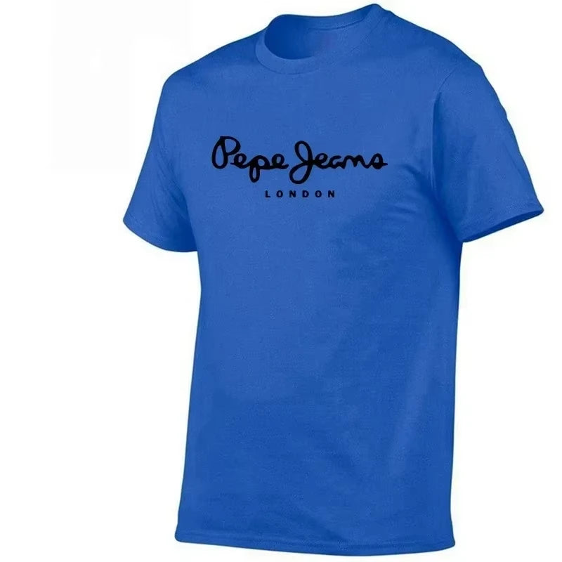 2026 New Pepe Jeans London Logo T-Shirt, Summer Men's Short-Sleeve Trendy Fashionable Pure Cotton Top, Street Style T-Shirt Clot