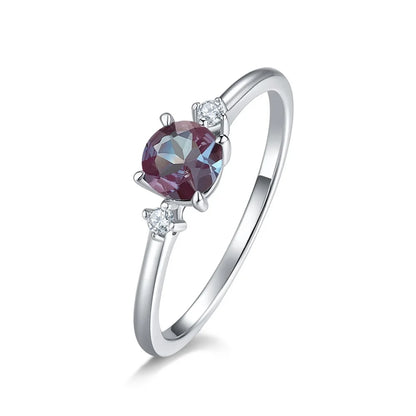 ALLNOEL 925 Sterling Silver Color Change Alexandrite Ring For Women Luxury Engagement Wedding Band Fine Jewelry