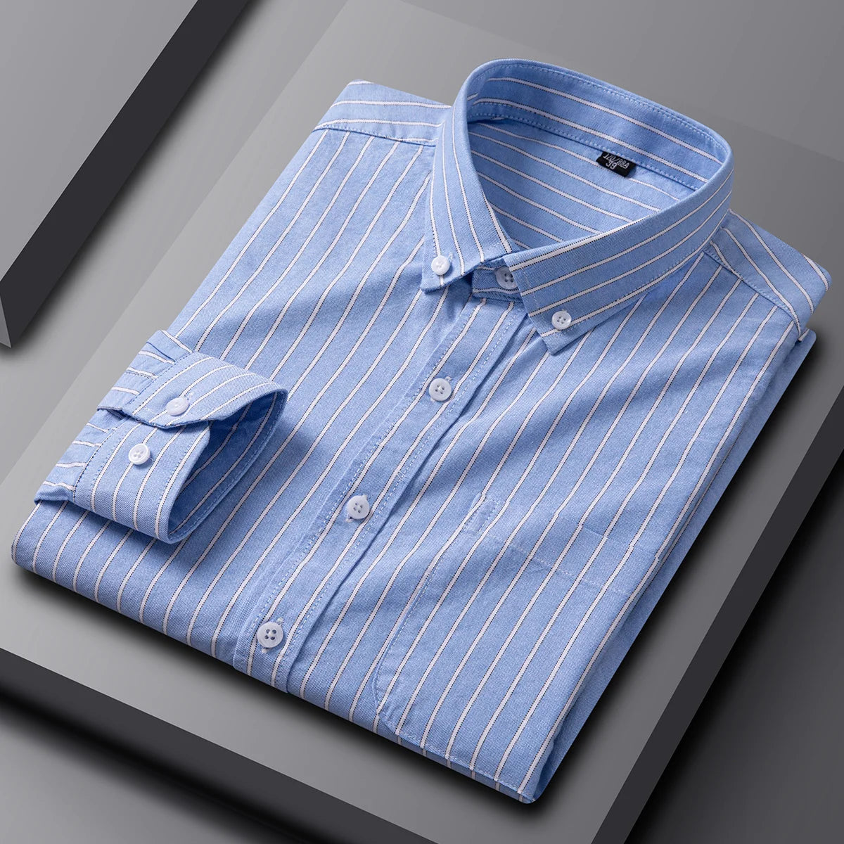 New in Shirt 100% Cotton Oxford Plaid Long Sleeve Shirts for Man Slim Fit Formal Plain Shirt Soft Striped Casual Elegant Clothes