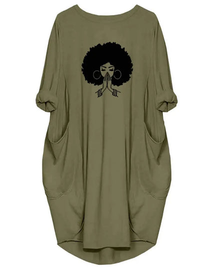 Plus Size Women Short Sleeve O-Neck Loose Casual Dresses  High Street Unisex style Double Pockets Oversize Loose Outerwear Top