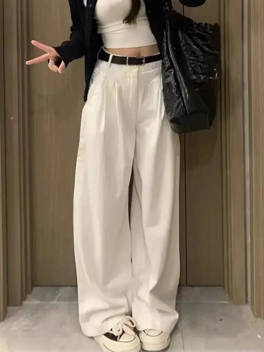 Botvotee Summer White Jeans for Women Wide Leg High Waisted Straight Denim Pants Elegant Casual Female Jeans