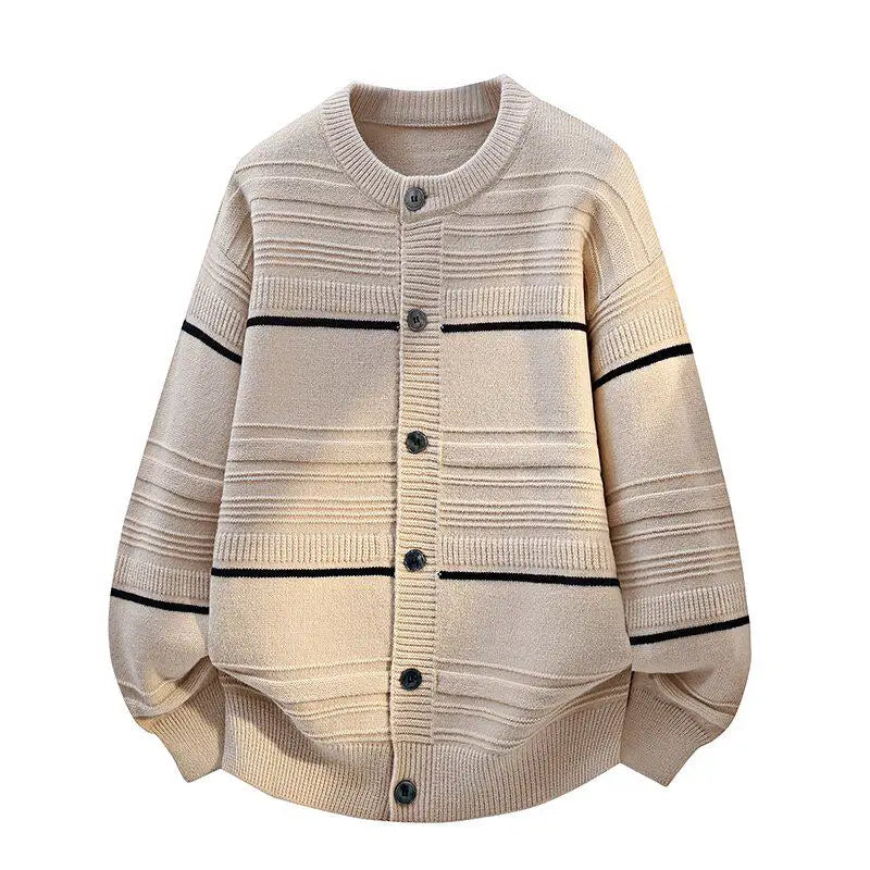 Legible Autumn and Winter Casual Sweater Men Loose Knitted Cardigan Male Round Neck Collar Sweatercoats Man
