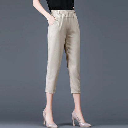 Casual Capris For Women Small Stature Thin Summer High Waisted Straight Tube Loose Fitting And Slimming Over Harun Pant