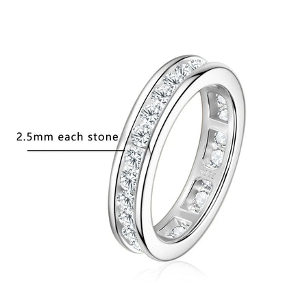 KNOBSPIN 3mm 4mm Moissanite Rings for Women Man D VVS1 Round Brilliant Cut Diamond s925 Sterling Silver Moissanite Eternity Band
