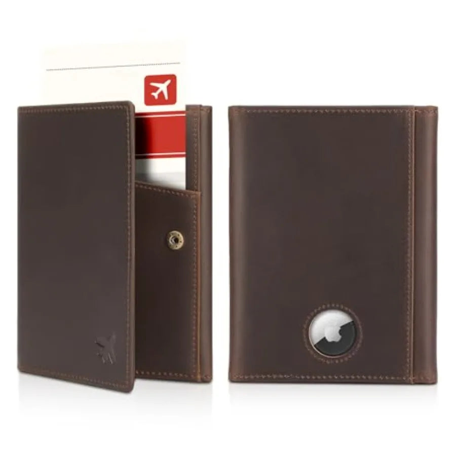 Polare Full Grain Leather Pilot Wallet Passport Holder RFID Blocking Tri-fold Travel Cover Document Organizer for Aviation Prof